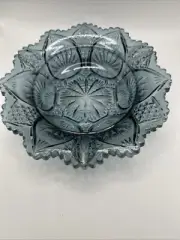 Fenton Regency Pattern Federal Blue Smokey Blue Glass Ashtray Vintage
