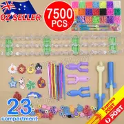 7500pcs Large Mixed Color Loom Bands Kit DIY Board Hooks S Clips Beads Charms NE
