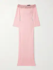 [Jenny Packham] Jenny Packham - Embellished Crepe Gown - Pink - UK 18 UK 18 Pink