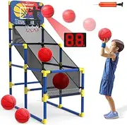 EagleStone Kids Basketball Hoop Arcade Game，4 Balls Indoor and Outodor Basketball Hoop with Electronic Scoreboard, Basketball Toys Gifts for Toddlers Boys Girls Age 3 4 5 6 7 8 9 10 11 12, Blue