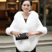 Luxury Elegant Womens Faux Mink Cashmere Winter Warm Fur Coat Shawl Cape Fashion Solid Ladies Faux Fur Pashmina Poncho white One Size