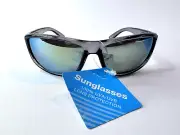 Unisex Wraparound gray temple sunglasses mirrored lens 100% UVA-UVB Lens