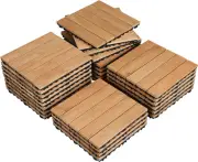 27PCS Interlocking Patio Deck Tiles Outdoor Flooring for Garden Poolside Fir Woo