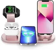 XiaoMuTongABC 4-in-1 Wireless Charging Station, 360 Degree Rotatable Charger Dock for Apple/Micro/Type C Phones, Qi Fast Wireless Charging Stand for iWatch Series, Airpods, iPhone, Samsung Galaxy