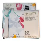 1977 Vintage BY STEVENS Fine Arts Flat & Fitted Twin Bedsheets Stretch Corners