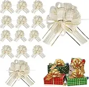 20 Pieces Large Pull Bows for Gift Wrapping Ribbon Pull Bows Gift Bows for Holiday Decoration Baskets Gift Present Wrapping Bows (White)