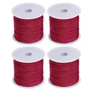 4 Rolls Nylon Beading Thread Knotting Cord 0.8mm 50 Yards Satin String, Maroon
