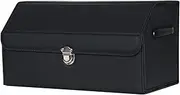SOGA Leather Car Boot Collapsible Foldable Trunk Cargo Organizer Portable Storage Box With Lock Black Medium