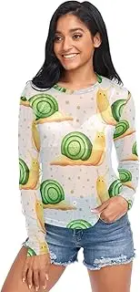 [RPLIFE] Cute Cartoon Snails Mesh Top Long Sleeve, Long Sleeve Sheer Top S-XXL