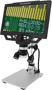 9 Inch LCD Digital Microscope, 1600X Magnification 1080P Microscope Magnifier for Plants Rocks Circuit Boards, Clearer Observation with 8 LED Lamps