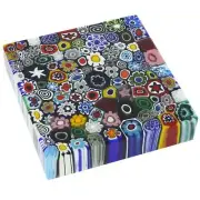 Glass Of Venice Murano Glass Hand Blown Millefiori Square Paperweight 4 Inch Mul