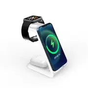 3 in 1 Wireless Charger Stand Charging Dock Station for iPhone Apple Watch AirPods White