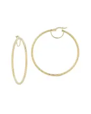 14K Italian Gold Large Hammered Hoops