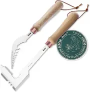 2Pack Hand Weeder Puller Tool Set Steel Ash Wood Handle Garden Lawn Weed Remover