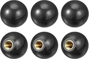 uxcell 6Pcs Threaded Ball Knobs, M10 Female Thread Thermoset Ball Knob 1.37'' Dia Black Round Operation Ball Handles with Copper Insert for Machine Handle Tool Replacement