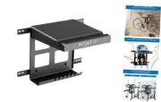 Bike Wall Mount Rack with Shelf and Hooks, Horizontal Indoor Bike Rack Black