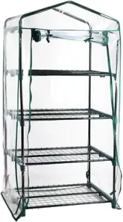 Mini Greenhouse, 4-Tier Frame Tunnel Green House Garden Shed Tent Gardening Supp
