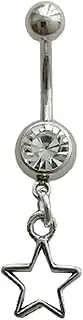 [Generic] Cute Star Belly Button Ring, Simple Surgical Stainless Steel 14G Navel Barbell Ring with Dangle Pendant, Fashion Piercing Body Jewelry