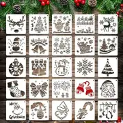 25 Pack 6 Inch Christmas Stencils for Painting on Wood Crafts DIY Drawing