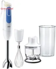Multiquick 3 MQ3025 Hand Blender 2 Speeds with Chopper Whisk & Beaker - White