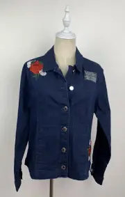 MILLERS Womens *BNWT* Blue L/S Rose Embroidered Denim Casual Jacket Size 14