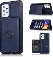 YocoverTech for Samsung A52/A52 5G Case,for Galaxy A52S 5G Back Case,PU Leather Magnetic Back Shell Cover Case with Card Holders[6.5 inch]-Blue