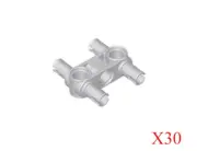 Lego Light Bluish Gray Technic Pin Connector Perpendicular 3L, 4 Pins Lot of 30