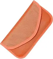 Faraday Bag for Phone, RFID GPS Signal Blocking Cage, Anti-Tracking Anti-Hacking Shield Pouch for Phones Privacy Protection and Car Key FOB, Universal Signal Shielding Wallet Phone Case (Orange)