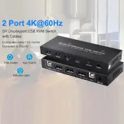 2x1 Displayport KVM Switch 4K/60Hz DP USB KVM Switcher, 2 PC share 1 monitor