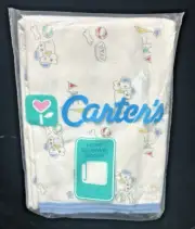 New NOS Carters VTG Puppy Hydrant Dog Baby Receiving Blanket 1990’s Cotton USA