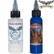 Infinitii Tattoo Ink 2oz - Earth Blue + Stencil Guru Gel - Stencil Applicator