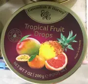 CAVENDISH & HARVEY TROPICAL FRUIT DROPS TINS x3 HARD BOILED SWEETS CONFECTIONERY