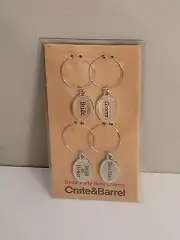 CRATE & BARREL BRIDAL PARTY METAL WINE CHARMS ( NEW )