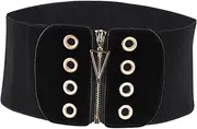 [ANDRESLAD] Elastic Waistband for Women Cinch Belt Wide Waist Support Pu Belt Fashion Corset Black