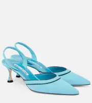 [Manolo Blahnik] Manolo Blahnik Brontiasli suede slingback pumps AU 6 blue