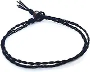[Hempnotic Jewelry] Black Hemp Anklet Surfer Hawaiian Braided Hempnotic Hemp Anklet - Handmade, 10 inches, Hemp, no gemstone