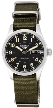 Seiko 5 Sports Green Zone Midfield Black Dial Automatic SRPJ85K1 100M Mens Watch