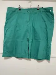 New With Tags Millers Size 22 Green Slub Shorts Embroidered Cotton