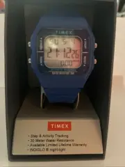 Timex Men's Digital Watch Activity & Step Tracker Blue Resin & Silicone Strap