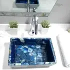 Blue Agate Wash Basin, Unique Gemstone Sink, Handwash Basin, Bathroom Vanity Dec