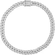[Southern Carat] Iced Out Cuban Link Chain Necklace – Mens Hip Hop Bling Jewelry with CZ Diamonds, Brass Material, 40/45/50/55/60cm Length