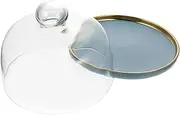 Hoement 1 Set Glass Dessert Cover with Ceramic Dish Sturdy Food Protective Dome for Cakes Snacks and Appetizers for Home Use and Entertaining