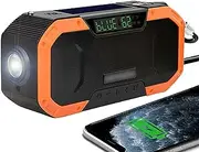 Weather Radio, 4powered Ways Torch Reading Light SOS Alarm Emergency Radio 5000mAh Solar Handheld Rechargeable Radio Bluetooth/AM/FM/TF Weather Alarmportable Radio