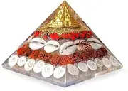 Natural Orgone Laxmi Pyramid Crystal Natural Gomati Chakra with Shree Yantra Pyramid Success Prosperity