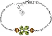 [Galaxy Gold GG] Galaxy Gold 3.15 Carat 14K Solid White Gold Bracelet Peridot Citrine