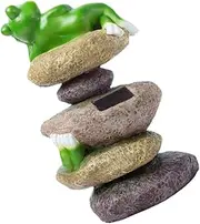 FONDOTIN Adorable Frog Solar Garden Ornament Solar Mushroom Lights Garden Decor Frog