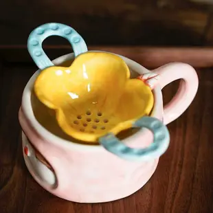 ✔茶漏✔現貨 創意陶瓷花形 茶濾 茶漏器茶具個性釉下彩可愛茶道配件