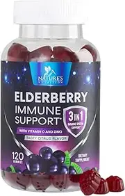 Elderberry Gummies Extra Strength Sambucus Gummy - Natural Immune System Support - Best Supplement with Vitamin C & Zinc for Children & Adults - 120 Gummies