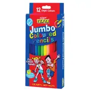 12pc Texta Jumbo Coloured Pencils Art Drawing Colouring/Draw Home School f/ Kids