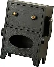 Generic Mini Storage Cabinet with Drawer Robot Shaped Vintage Design Wooden Desktop Organizer for Desk Dorm Necklace Vanity Office, Black